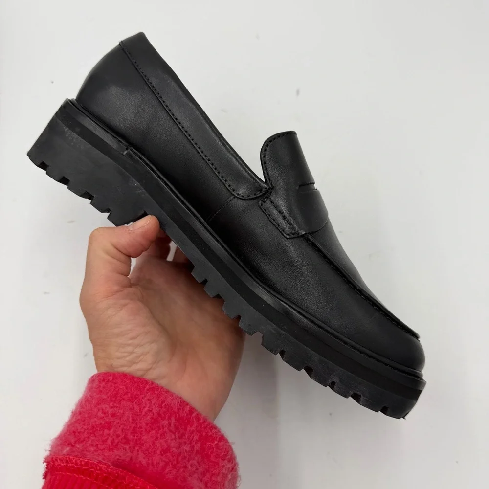 NEW Everlane Black Leather Chunky Lug Sole Loafer in Size 7.5